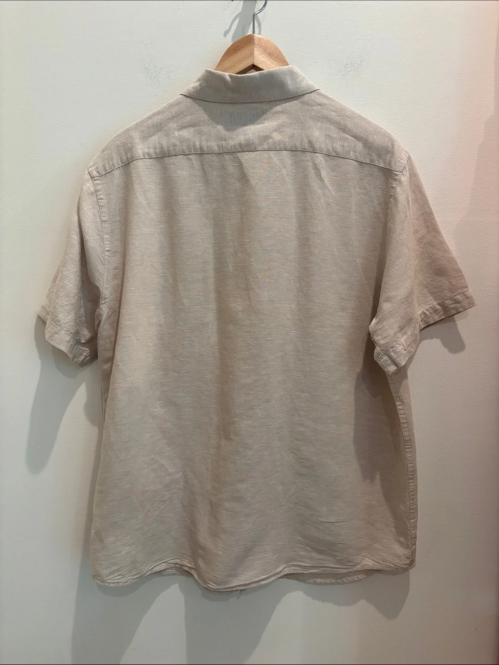 Banana Republic Men’s Short Sleeve Shirt Linen Blend Beige Size Large